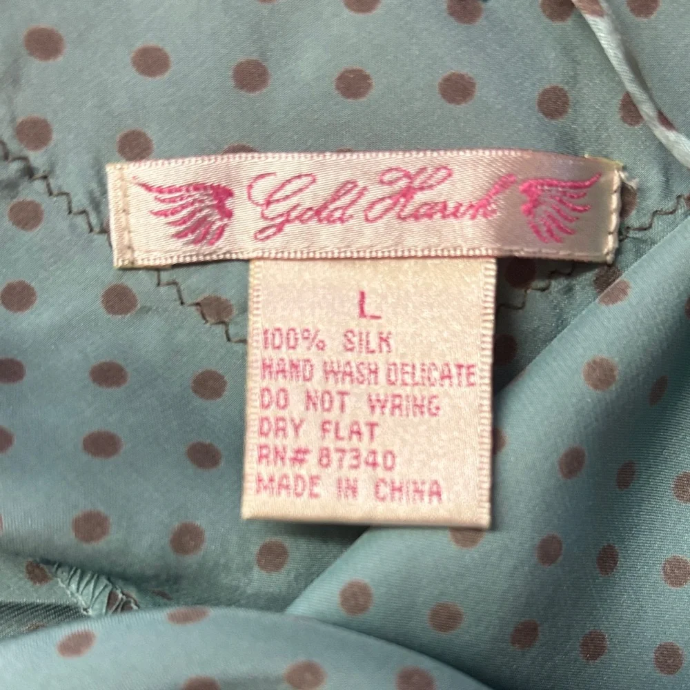 Gold Hawk 100% Silk Teal and Brown Lace Chemise - Picture 7 of 7